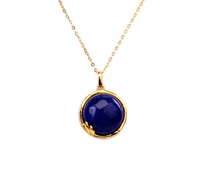 S925 Sterling Silver Plaqué Or Lapis Lazuli Oeuf Pendentif Collier Élégant Unisexe Mode Chaîne Bijoux En Gros