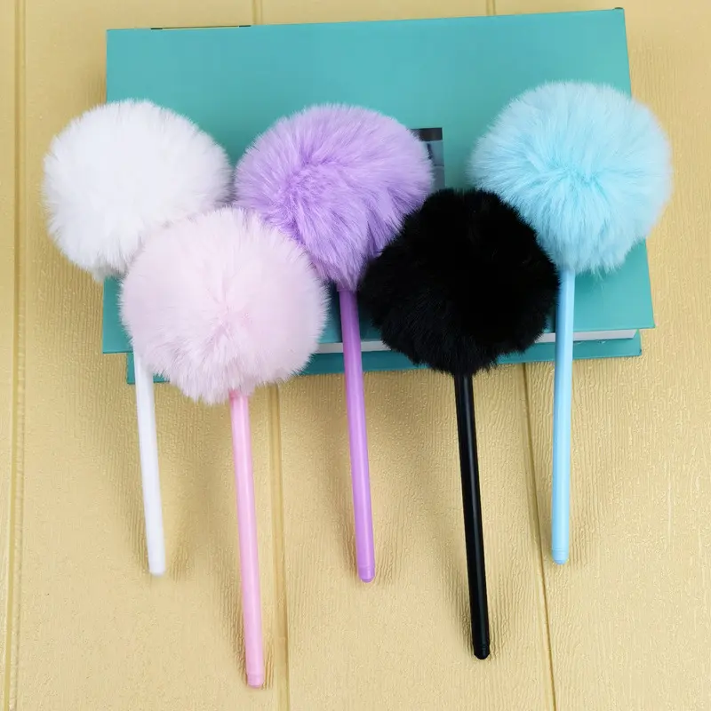 Creative new hairball cute plush neutral fluffy fur ball manufacturers wholesale imitation Rex Rabbit gift neutral pen