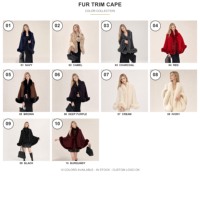 Cape en fourrure personnalisée avec logo pour femmes, hiver, en stock, prête à être expédiée, vente en gros, usine OEM