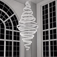 Lustre en cristal LED à anneau, moderne, européen, luxueux, à économie d'énergie, dimmable, pour décoration intérieure, hall d'hôtel, escalier, villa