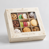 Boîte d'emballage alimentaire en papier pliable de luxe personnalisée pour gâteaux, desserts, biscuits, beignets, pâtisseries, macarons et cookies - Vente en gros