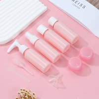 Vente en gros Ensemble de flacons de voyage Kits de flacons de voyage Bouteille en plastique PET pour le soin de la peau rose blanc Ensemble d'emballages cosmétiques en plastique
