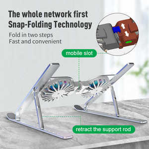 Nouveau produit lancé : Support pour ordinateur portable pliable et réglable en alliage d'aluminium, support pour ordinateur portable en aluminium, coussin de refroidissement ergonomique pour ordinateur portable - Product Image 3