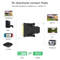 Convertidor de 1080P chapado en oro, convertidor DVI macho 24 1 A HDMI hembra, Adaptador convertidor