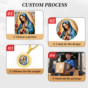 Giveluck Groothandel T Stijl Hanger Ketting Met De Heilige Maagd Mary Voor Katholieke Religieuze 18K Vergulde Sieraden - Product Image 3