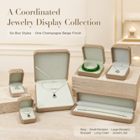 Boîte d'emballage de bijoux en or champagne octogonale, étui en cuir PU avec logo personnalisé pour collection de bijoux haut de gamme