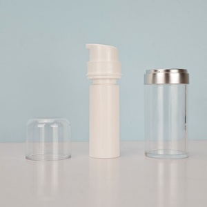 Botella de Bomba Airless Recargable Personalizada de 15ml 30ml 50ml, Juego de Botellas de Viaje Blancas de Doble Pared de Lujo para Lociones Cosméticas para el Cuidado de la Piel - Product Image 5