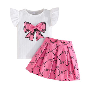 Nuovi Arrivi all'Ingrosso: Set di Abbigliamento Principessa per Bambine, Top a Maniche Corte e Gonna, Due Pezzi Traspiranti - Product Image 4