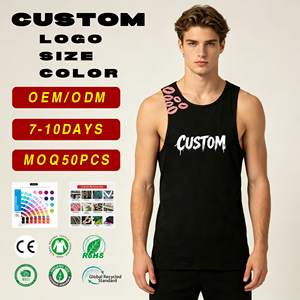 Débardeurs côtelés de sport pour hommes grandes tailles, roses, de qualité supérieure - Product Image 1