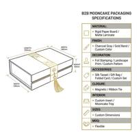 Boîte Cadeau Luxe Personnalisée en Carton Rigide Magnétique pour Gâteaux de Lune, Emballage Doré Charbon pour Gâteaux de la Fête de la Mi-Automne