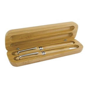 Set di Penna a Sfera e Roller in Bambù con Scatola, Strumento di Scrittura Premium Ecologico - Product Image 1