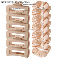 Ensemble de 12 pinces à cheveux et chouchous BELLEWORLD de l'usine coffret cadeau emballage personnalisé pinces à griffes givrées de 10.5cm avec chouchou en satin