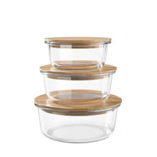 Boîte de conservation alimentaire en <span class=keywords><strong>verre</strong></span> borosilicate de haute qualité avec couvercle en bois de bambou JX, compatible micro-ondes et réfrigérateur, hermétique, boîte à <span class=keywords><strong>lunch</strong></span> - Product Image 5