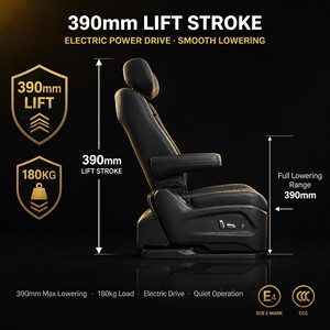 Asiento Giratorio y Elevador de Cuero PU para Autobús/Minibús Tengyun S5B, para Personas Mayores y con Discapacidad, Negro/Blanco - Product Image 4