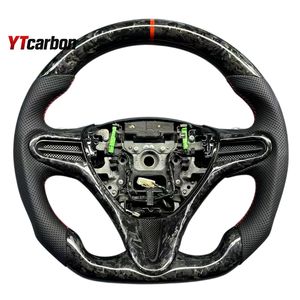 พวงมาลัยคาร์บอนไฟเบอร์แท้สไตล์รถแข่งแบบกำหนดเองสำหรับรถยนต์ฮอนด้า ซีวิค รุ่นที่ 8 อินไซท์ แจ๊ส ฟิต ซี ไทป์ อาร์ อุปกรณ์ตกแต่งภายในรถยนต์ YTcarbon - Product Image 2