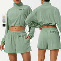 Ensemble coupe-vent léger anti-UV à fermeture éclair pour femmes séchage rapide protection contre le soleil court vêtements de course amples longue longueur