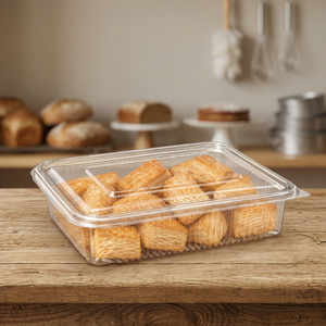 Crystal-clear Food Grade Rectangle PET Hinge Box 600 ML Capacity Cake & Bakery <b>Sweets</b> <b>Container</b> Wholesale - Product Image 2