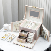 Boîte de rangement pour bijoux en cuir avec logo personnalisé OMT - Cadeau pour bagues, bracelets, colliers et boucles d'oreilles