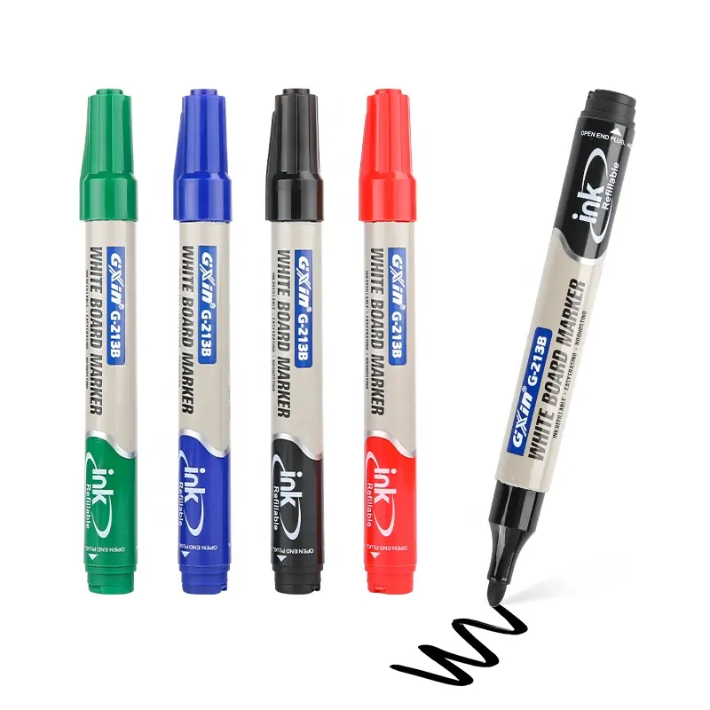 Gxin G-213B قلم ماركر مكتبي غير سام قابل لإعادة الملء ويمكن كتابته بسلاسة ويباع بالجملة قلم ماركر لوحة بيضاء سريعة الجفاف