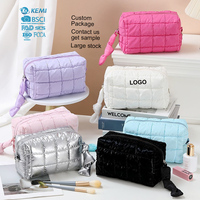 Sac de voyage en coton matelassé de grande capacité, résistant à l'eau, pour cosmétiques, pochette pour pinceaux de maquillage, organiseur de rangement pour articles de toilette