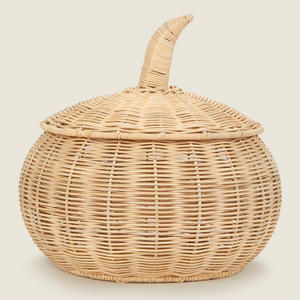 Handmade Rattan Pumpkin Basket <b>Halloween</b> Decor Rustic Fall Festival <b>Ornament</b> For Home Party Seasonal Display Made In Vietnam - Product Image 1