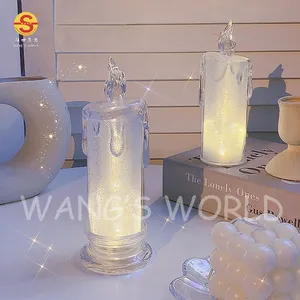 الجنية بطارية تعمل رومانسية LED عمود الشموع الغير ملتهبة ليلة ضوء زخرفة