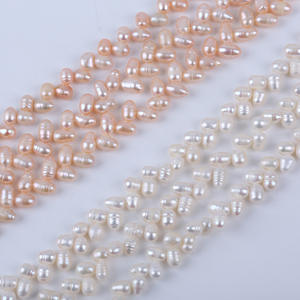 Perlas nucleadas de agua dulce naturales de 6-7 mm, cuentas de arroz con tres o siete agujeros, color blanco brillante para collar de perlas DIY - Product Image 2