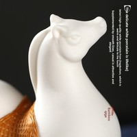 Figurine de cheval en porcelaine incrustée de fil de bambou blanc, artisanat du Guizhou, avec boîte cadeau - Décoration de bureau et de table à thé, cadeau