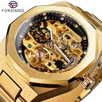 Forsining 2026 Nouvelle Montre Automatique Homme Squelette Diamant 3D Creux Montres-bracelets Lumineuses Tourbillon Montre Homme