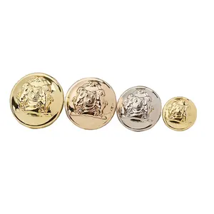 High quality hand-sewing Double lions Round Garment button for suit coats trench jackets Wholesale Good plating Alloy buttons