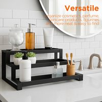 Rak Bumbu 3 Tingkat Warna Hitam Anti Karat, Dapat Diperluas, Logam Multifungsi Modern untuk Lemari Dapur atau Pantry