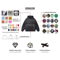 Fabricant de vêtements personnalisés – Sweat à capuche 100 % coton avec impression graphique, strass thermocollants et broderies, fermeture éclair carrée