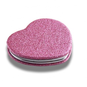 Bling Bling Beauty Red PU Leather Dual Sides Heart Shape <b>Compact</b> Cosmetic Pocket Mirror - Product Image 5