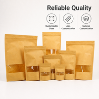 Bolsa de Papel Kraft Marrón Personalizada, Bolsa Doypack con Cierre Hermético, Envase de Alimentos con Ventana Transparente para Snacks