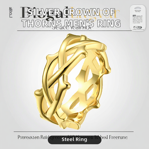New Fashion Stainless Steel <b>Silver</b> Vintage Men's Ring Trendy <b>Crown</b> of Thorns Design Gold Plated for Wedding Engagement Gift - Product Image 3