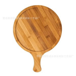 Plateau à pizza rond en bambou avec poignée pour la cuisson, le service de fruits, les plats occidentaux et les steaks - Product Image 5