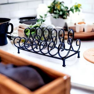 Étagère à assiettes en métal courbé à un seul niveau, style rustique, support de rangement pour vaisselle de cuisine, type sur pied durable - Product Image 2