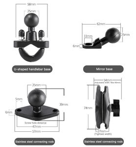 Support de téléphone support de poteau U pince 1 pouce boule Base Rail montage support de téléphone support universel doigt poignée pour <span class=keywords><strong>Ram</strong></span> - Product Image 2