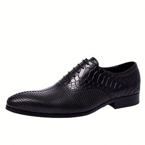Dernier modèle de chaussures en cuir de vachette pleine fleur, à bout pointu, brillantes, élégantes, pour affaires et mariages - Product Image 2