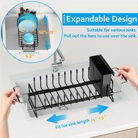 Petit égouttoir à vaisselle à poser sur l'évier, à double niveau, avec plateau de séchage en silicone, en métal, extensible et peu encombrant