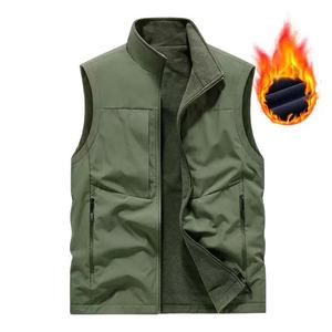 Men's Black Stand Collar <b>Padded</b> Vest With Zipper Closure And Front Pockets Winter Casual Outerwear - Product Image 3