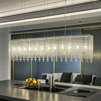 Lustre rectangulaire en cristal de luxe léger, à intensité variable, anti-éblouissement, LED, pour salle à manger, bar, directement de l'usine