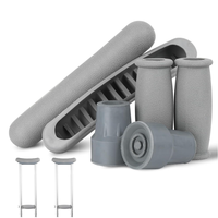 Kit de remplacement d'accessoires pour béquille grise, ensemble de 3 pièces avec poignées découpées et embouts de remplacement pour béquilles axillaires