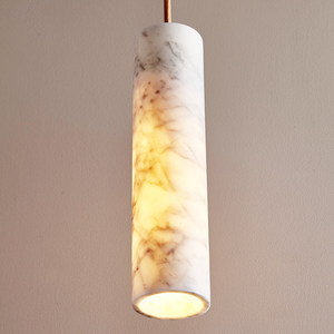Lámpara <span class=keywords><strong>Colgante</strong></span> de Alabastro Blanco Natural, Forma Cilíndrica Larga, Herrajes de Latón, Lámpara <span class=keywords><strong>Colgante</strong></span> <span class=keywords><strong>Tubular</strong></span> de Piedra - Product Image 3