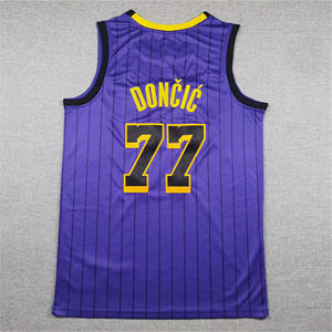 Toptan Kaliteli Dikişli Amerikan Basketbol Formaları 23 James 24 Bryant 77 Luka Doncic 15 Austin Reaves Retro Sarı - Product Image 4