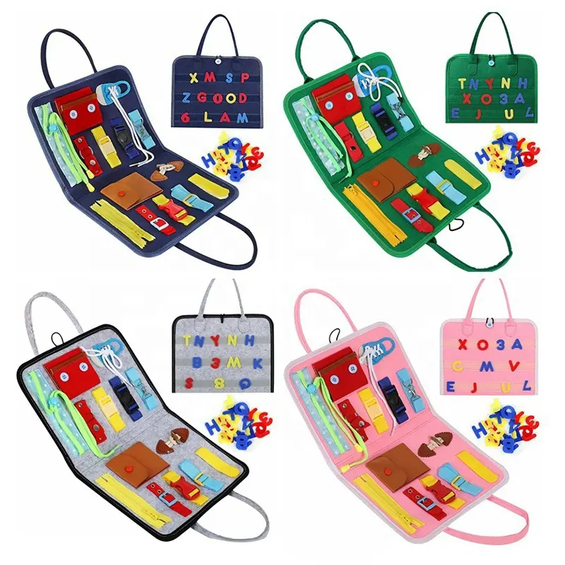 Activity Board Montessori Kids Felt Busy Learning Basic Dress Skill Educational Travel Baby Sensory Toys for Toddler montissori