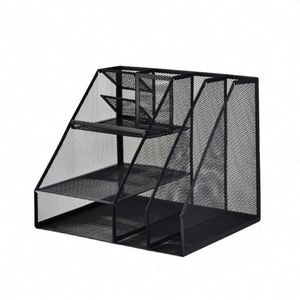 Organisateur de bureau multifonctionnel en métal noir, ensemble de rangement pour dossiers et fournitures de bureau pour le bureau et la maison - Product Image 5