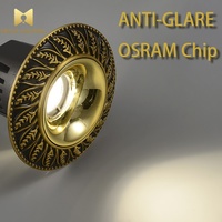 Lampu Downlight LED Tersembunyi Gaya Prancis, Tembaga Penuh, Anti Silau, Warna Emas, Lampu Plafon Gaya Amerika, Warna K-gold, Lampu Sorot Ruang Tamu
