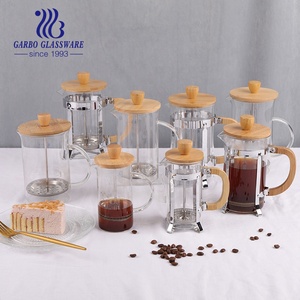 Cao Cấp Handmade Thổi 350Ml-1000Ml Borosilicate Glass Máy Ép Cà Phê Pháp Với Lọc Bằng Thép Không Gỉ Và Nắp Tre - Product Image 1