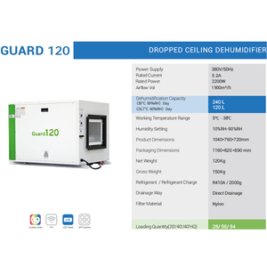 Déshumidificateur de plafond Preair 240L/D pour la gestion de l'humidité commerciale des centres de données IA, salles de serveurs et salles électriques - Product Image 2